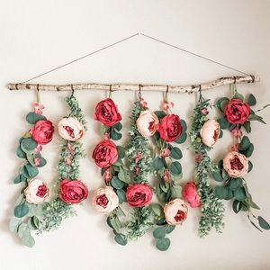 Pink peonies floral hanging decor